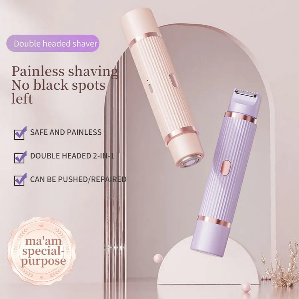 2 in 1 Women Electric Shaver Dual Head Bikini Trimmer for Women IPX7 Waterproof Wet & Dry Use Body Hair Trimmer and Facial Hair Remover for Bikini Underarm Leg Arm Body Face Rs 1,868
