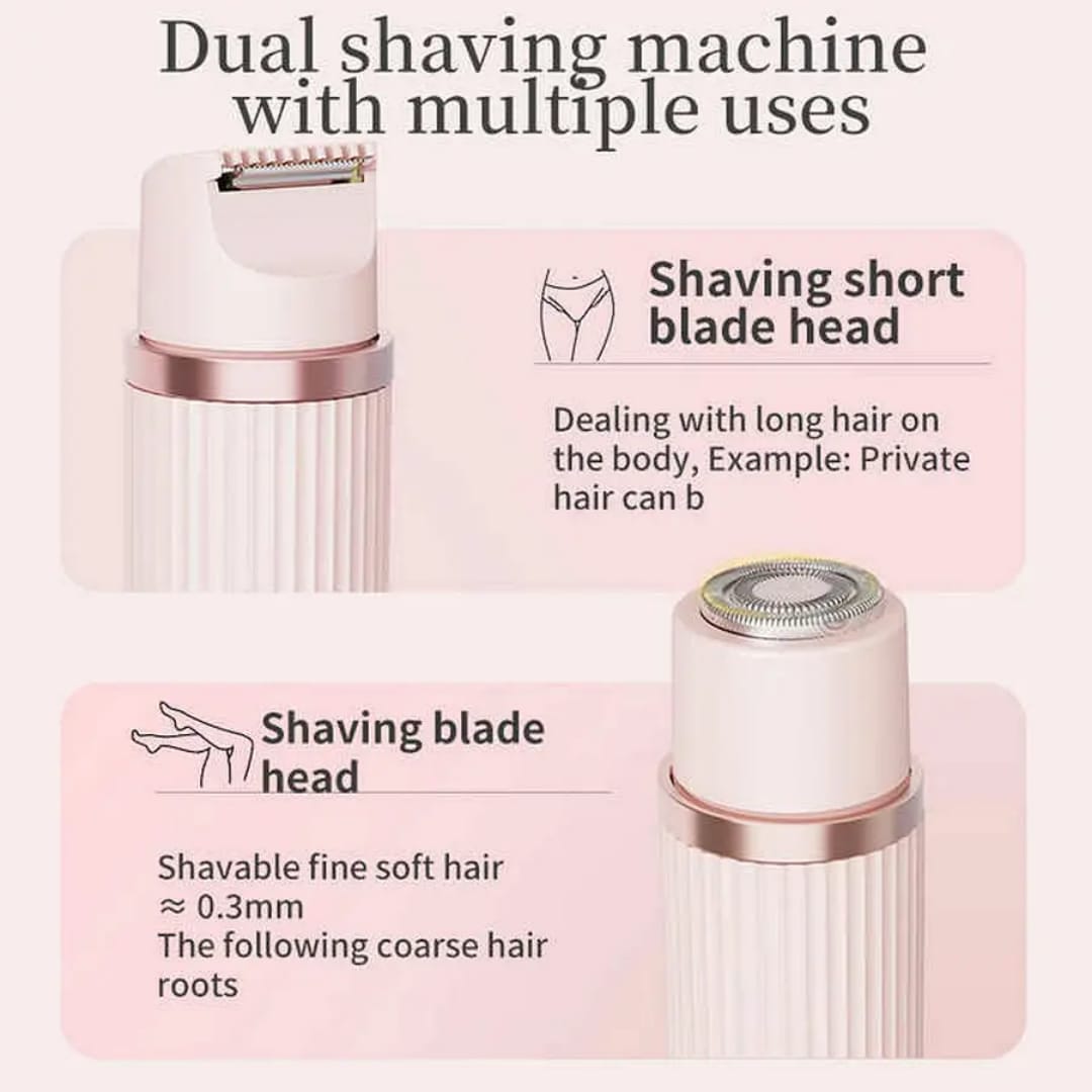2 in 1 Women Electric Shaver Dual Head Bikini Trimmer for Women IPX7 Waterproof Wet & Dry Use Body Hair Trimmer and Facial Hair Remover for Bikini Underarm Leg Arm Body Face Rs 1,868