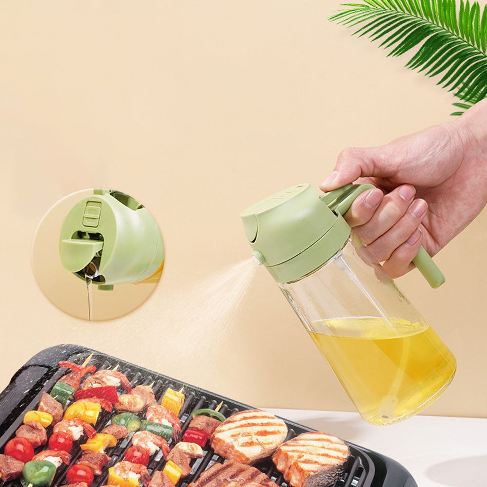 2 In 1 Oil Sprayer Bottle Kitchen Tool For Cooking Baking BBQ Easy Spray And Convenient Use - 470ML